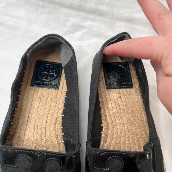 Tory Burch Womens Black Poppy Logo Espadrille Flats Size 8 - Picture 4 of 10